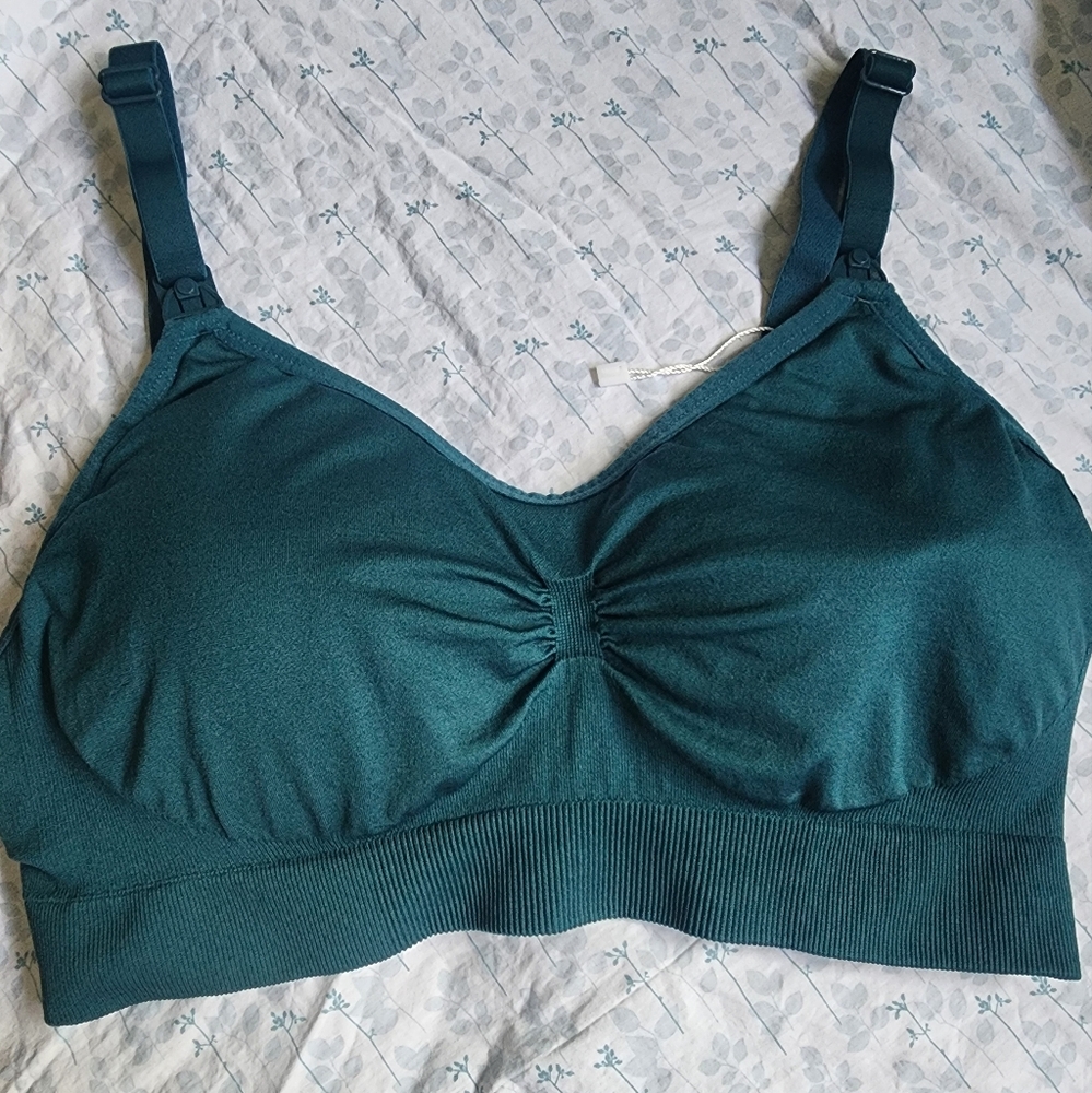 Maternity bra, size L, Large, green, nylon, spandex